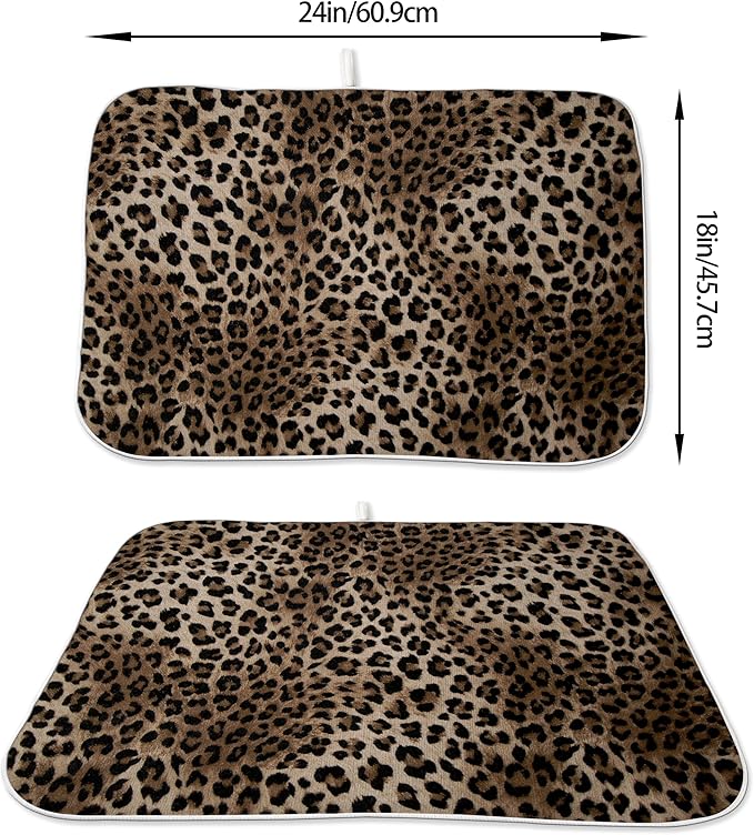 Brown Leopard Print Dish Drying Mats 18x24 Inches - Image 6