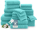 24-Piece Towels for Bathroom – 100% Cotton Towel sets, 2 Bath Sheets, 2 Bath by CasaPlatino