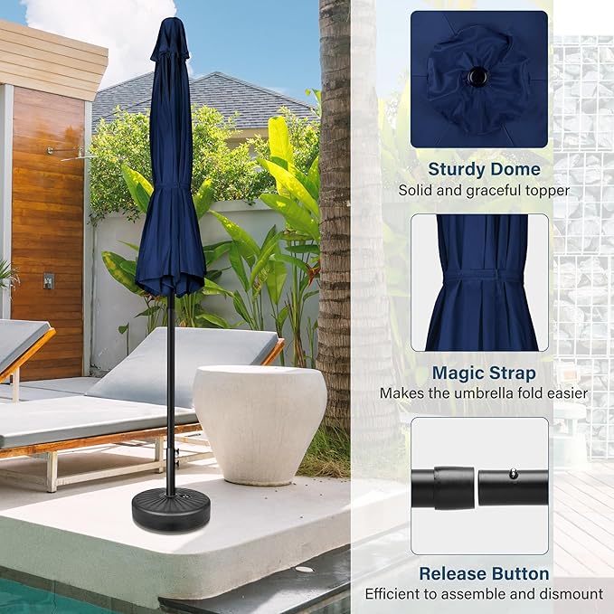 Simple Deluxe 9' Patio Umbrella Outdoor Table Market Yard Umbrella with Push Button Tilt/Crank - Image 4