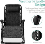 Best Choice Products Oversized Zero Gravity Chair, Folding Outdoor Patio Recliner, XL Anti Gravity Lounger w/Removable Cushion, Cup Holder, Side Tray, 350lb Capacity - Onyx Black - Image 5