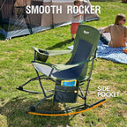 Portal Outdoor Rocking Chair Camping Folding Portable Rocker with Cup Holder Side Pocket Carry Bag, Support 350LBS (Green) - Image 4