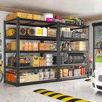 REIBII 2400LBS Storage Shelves 5 Tier Garage Shelving Heavy Duty, Adjustable Metal Shelving, Garage Shelves for Basement, Warehouse, Pantry, Closet, Kitchen 72" H x 35.55" W x 16" D, Black, 3 Pack - Image 4