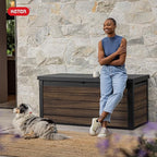 Keter Signature Collection 150 Gallon Resin Deck Box Organization and Storage for Patio Outdoor Cushions, Throw Pillows, Garden Tools and Pool Supplies, Rosewood - Image 11