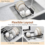 romision Expandable Dish Drying Rack Over The Sink Small Metal Stainless Steel - Image 4