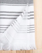 Sticky Toffee Hand Towels for Bathroom Set of 2 – 28x16 in White and Gray - Image 3