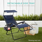 Best Choice Products Folding Zero Gravity Outdoor Recliner Patio Lounge Chair w/Adjustable Canopy Shade, Headrest, Side Accessory Tray, Textilene Mesh - Black - Image 7