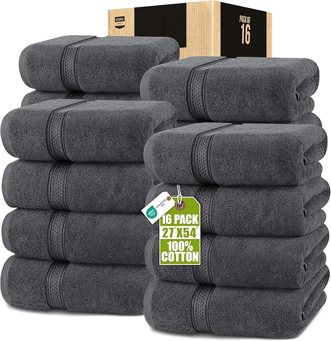 Utopia Towels 16 Pack Premium Bath Towels Set, 27 by 54 Inches, 100% Ring Spun by UTOPIATOWELS