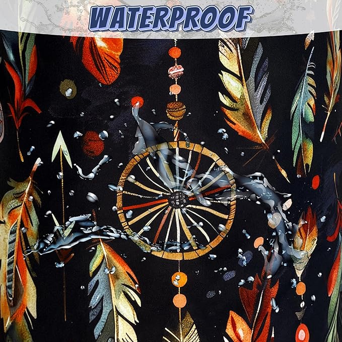Boho Feather Printed Laundry Basket Foldable Oxford Cloth Colorful Laundry - Image 4