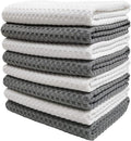 POLYTE Ultra Premium Microfiber Kitchen Dish Hand Towel Waffle Weave, 8 Pack by Polyte