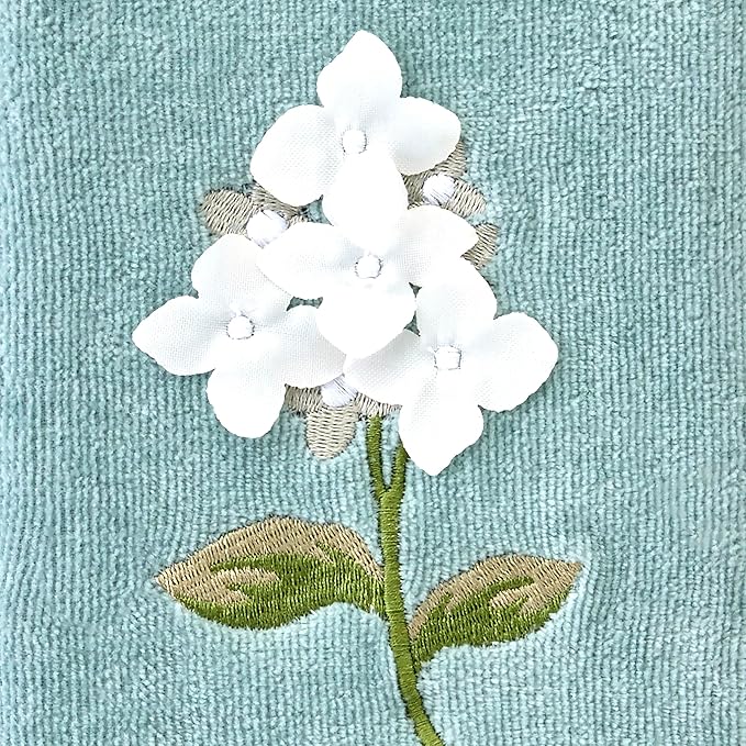 SKL Home Farm Hydrangea 100% Cotton 3D Embroidered 2pc Hand Towel Set, - Image 2