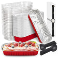 50 PACK Mini Cake Pans with Lids and Spoons, Rectangular Aluminum Foil Bread Pan by NPLUX