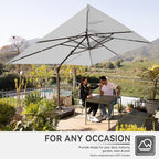 10 X 13 FT Cantilever Outdoor Patio Umbrella with Base Included Large Heavy Duty 360° Rotation Double Top Offset Rectangular Umbrellas with Led Lights for Backyard Outside Deck,Fog Grey - Image 6