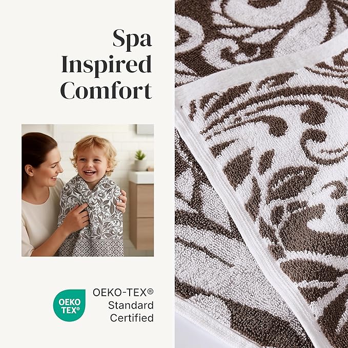 Modern Threads Trefoil Filigree 6-Piece 100% Cotton Towel Set – Reversible Yarn - Image 4
