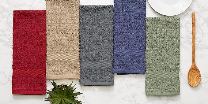 DII Basic Terry Collection Waffle Dishtowel Set, Solid French Blue, 4 Piece - Image 7