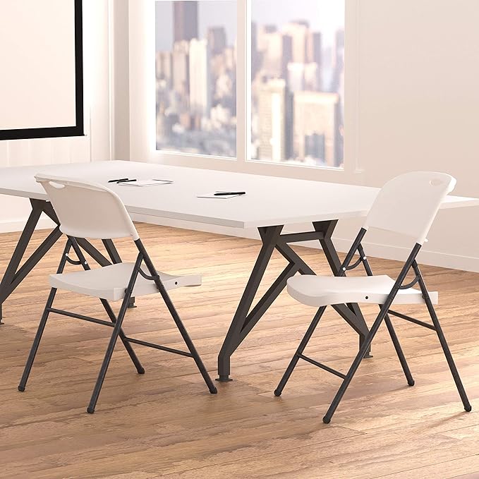 Amazon Basics Portable Folding Plastic Chair with Back Support, Easy to Fold and Store, 350-Pound Capacity, White, 2-Pack - Image 6