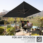10 X 13 FT Cantilever Outdoor Patio Umbrella with Base Included Large Heavy Duty 360° Rotation Double Top Offset Rectangular Umbrellas with Led Lights for Backyard Outside Deck, Black - Image 6