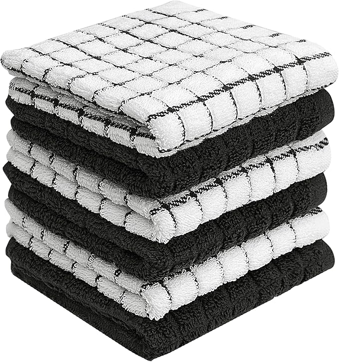 Bumble Premium Cotton Dish Cloths 12" x 12"| Black Design | 405 GSM | Highly by BumbleTowels