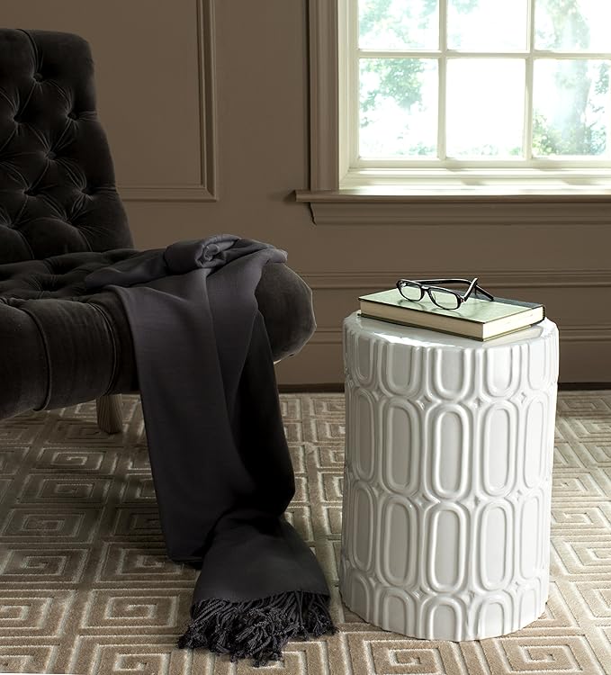 Safavieh Castle Gardens Collection Melody Antique White Glazed Ceramic Garden Stool - Image 2