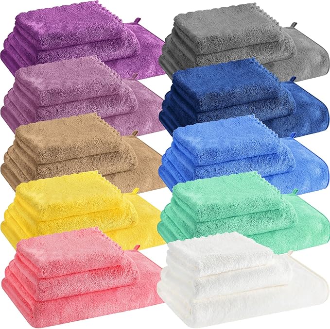 Newwiee 30 Pack Towels and Washcloths Sets Bath Hand Towels Washcloths Set by Newwiee