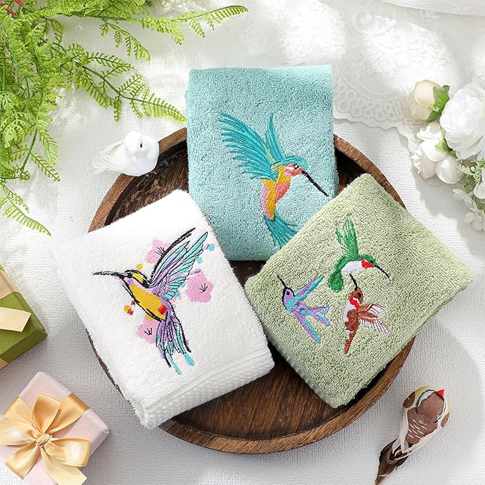 3 Pcs Hummingbird Hand Towels Farmhouse Garden Hummingbird Bathroom Decor 14x29 - Image 6