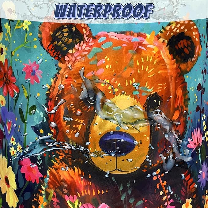 Bear Laundry Basket Oxford Cloth Foldable Colored Animal Flowers Laundry Hamper - Image 4