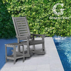 GREENVINES Outdoor Rocking Chairs | Set of 2 | Porch Rocker | HDPE Plastic | Grey | Oversized Rockers | High Back | Big & Tall | Ladder Back | for Patio Outside Backyard Balcony Garden - Image 2