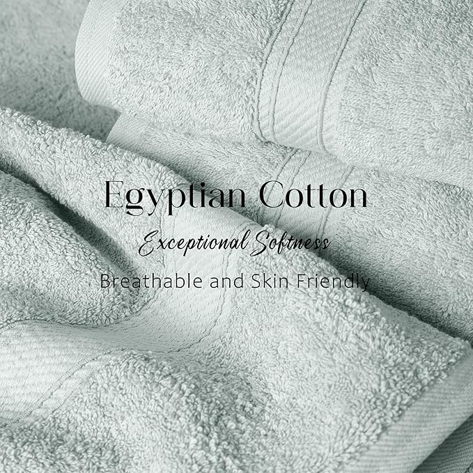 SUPERIOR Egyptian Cotton Pile Bath Towel Set of 2, Ultra Soft Luxury Towels - Image 5