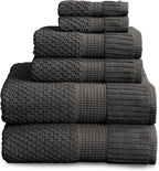 NY Loft 100% Cotton 6 Piece Bath Towel Set | Grey Towels | Oeko-TEX® Standard by NYLoft