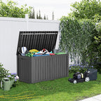150 Gallon Resin Deck Box, Lockable Patio Outdoor Storage Box for Furniture, Garden Tools and Tools Storage, Waterproof Outside Storage Boxes - Black - Image 7