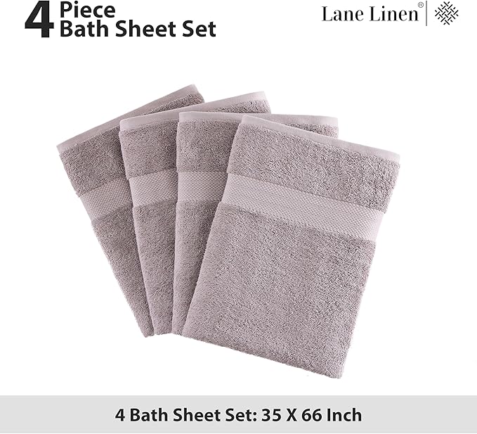 LANE LINEN 100% Mercerized Cotton Bath Sheets Set of 4 - Image 5