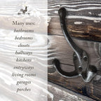 Cast Iron Tri Leg Coat Hooks Wall Mounted Farmhouse, Decorative, Rust Proof - Image 4