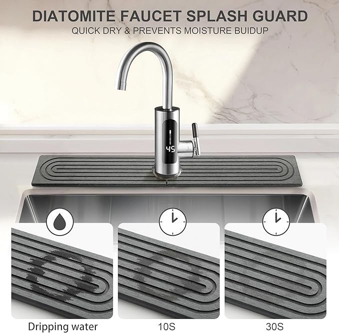 Faucet Mat for Kitchen Sink, Diatomite Fast Drying Stone Sink Tray, Super - Image 2