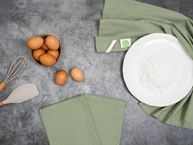 Organic Cotton Bulk Sage Green Flour Sack Kitchen Towels - Image 2