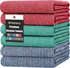 Homaxy Premium Kitchen Towels, Large Cotton Kitchen Hand Towels, Flat and Terry by Homaxy