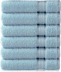 Cotton Craft - 6 Pack - Ultra Soft Extra Large Hand Towels 16x28 Light Blue - by COTTONCRAFT