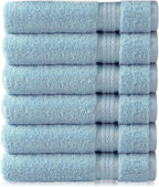 Cotton Craft - 6 Pack - Ultra Soft Extra Large Hand Towels 16x28 Light Blue - by COTTONCRAFT