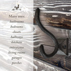 Rustic Wall Hooks for Hanging Cast Iron Black Coat Hooks Wall Mounted - Image 4