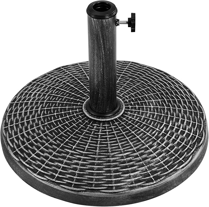 Yaheetech 22 lbs Outdoor Umbrella Base, 18" Round Resin Patio Umbrella Stand, Heavy Duty Market Umbrella Base Stand for Garden & Backyard, Rustic Silver by Yaheetech