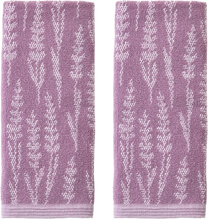 SKL Home Lavender Silhouette 100% Cotton Jacquard 2pc Hand Towel Set, by SKLHomebySaturdayKnightLtd