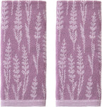SKL Home Lavender Silhouette 100% Cotton Jacquard 2pc Hand Towel Set, by SKLHomebySaturdayKnightLtd