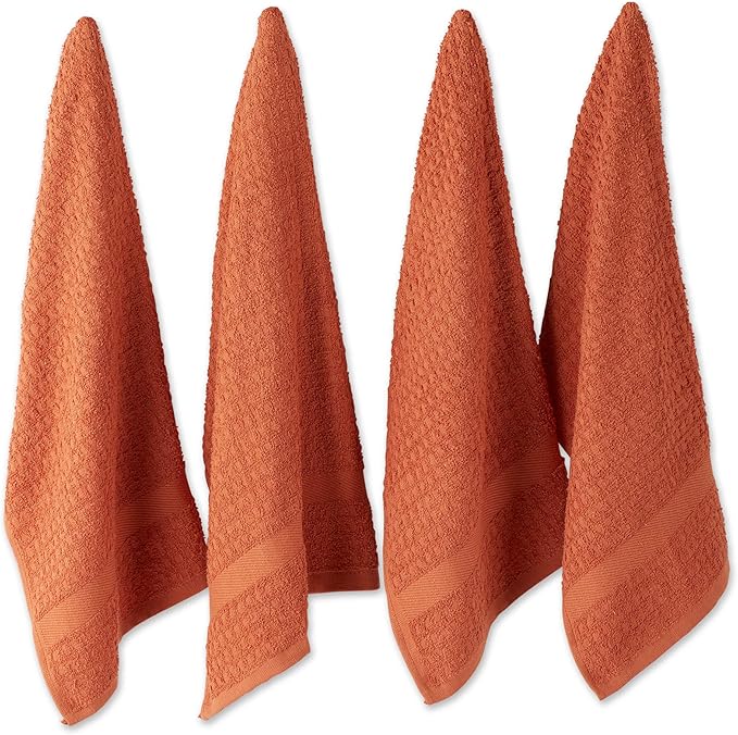 DII Basic Terry Collection Waffle Dishtowel Set, Solid Spice, 4 Piece by DII