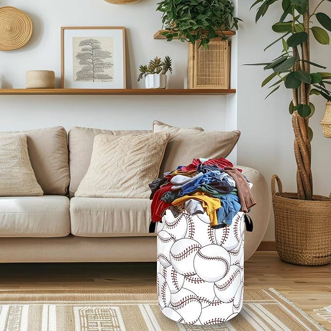 Personalize Baseball Laundry Basket Oxford Cloth Foldable Funny Laundry Hamper - Image 2