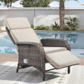 Zero Gravity Wicker Patio Recliner Chair - Wicker Outdoor Lounge Chair with Adjustable Backrest & Footrest, All Weather Outdoor Reclining Chairs with Thick Cushion for Pool Deck Beige by JelwalyPatioFurnitureSet