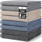 Homaxy Premium Kitchen Towels, Large Cotton Kitchen Hand Towels, Flat and Terry by Homaxy