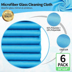 HOMERHYME Microfiber Glass Cleaning Cloth, 6 Pack Window Glass Cleaning Rags - Image 2