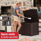 Rubbermaid Medium Resin Outdoor Storage Deck Box (74 Gal) Weather Resistant Brown Deck Organization for Home/Backyard/Pool Chemicals/Toys/Garden Tools/Porch/Patio Cushions - Image 8