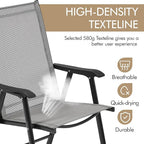 Yaheetech Patio Dining Chairs Set of 4 with Armrests, Outdoor Folding Chairs with Metal Frame and Backrest for Lawn, Garden, Yard and Poolside, Gray - Image 7