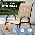 Patio Dining Chair Set of 6, Outdoor Stackable Dining Chairs High Back for All Weather, Patio Furniture for Backyard, Porch, Garden, Pool Deck (Brown) - Image 4