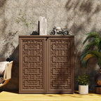 Indoor Outdoor Storage Cabinet Waterproof with 1 Shelf, Plastic Outdoor Storage Cabinets for Patio/Garden/Backyard, Size 34.3''L*15''W*36.2''H(Brown) - Image 4