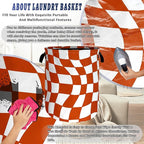 Orange Checkerboard Laundry Hamper Foldable Oxford Cloth Colorful Plaid Laundry - Image 8